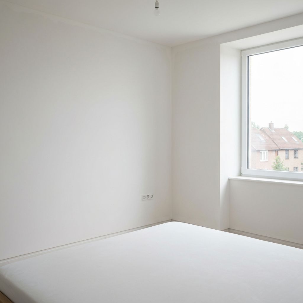 Freshly plastered bedroom interior